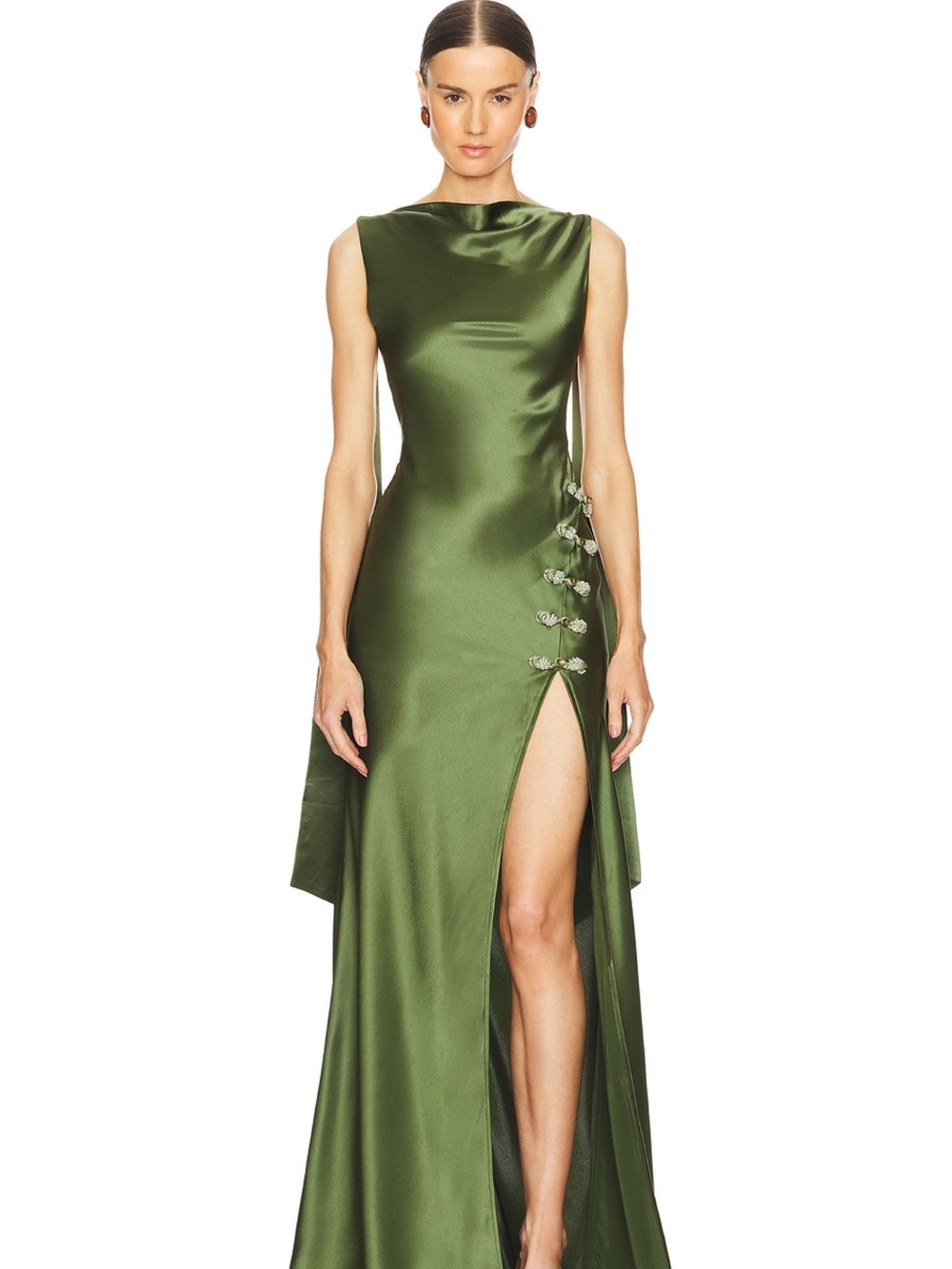 Sau Lee Priscilla Dress - Olive Green - Picture 2 of 6
